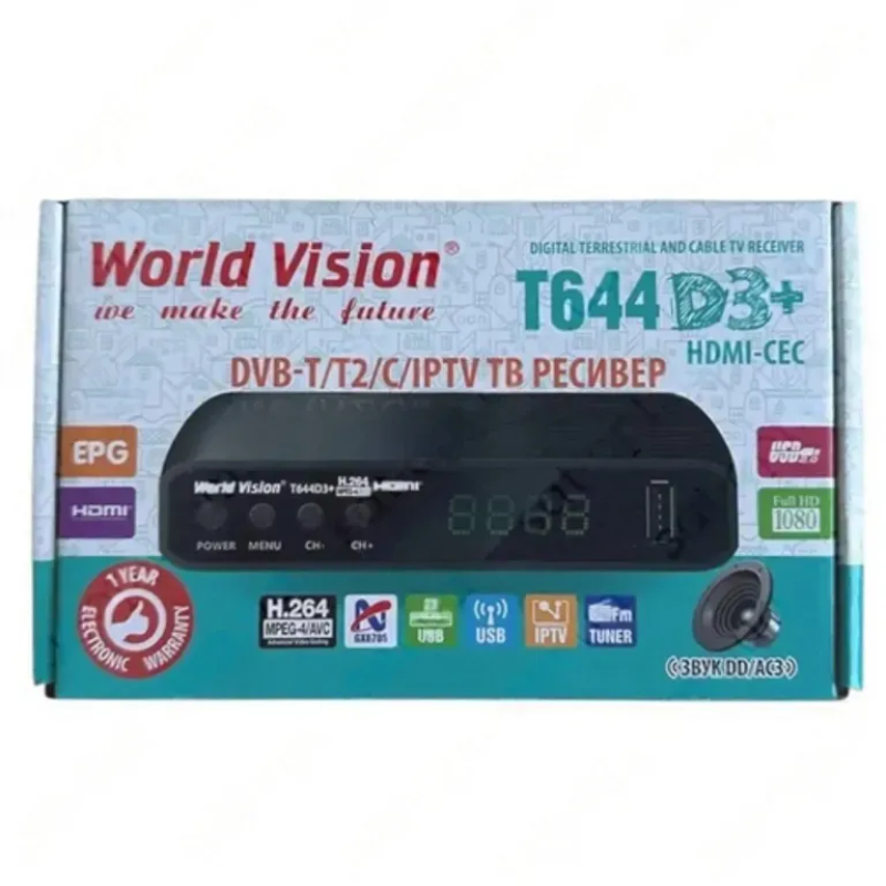 World Vision T644D3 ТВ приймач цифрового телебачення (DVB-T2, DVB-C) World Vision T644D3 ТВ приймач цифрового телебачення (DVB-T2, DVB-C)
