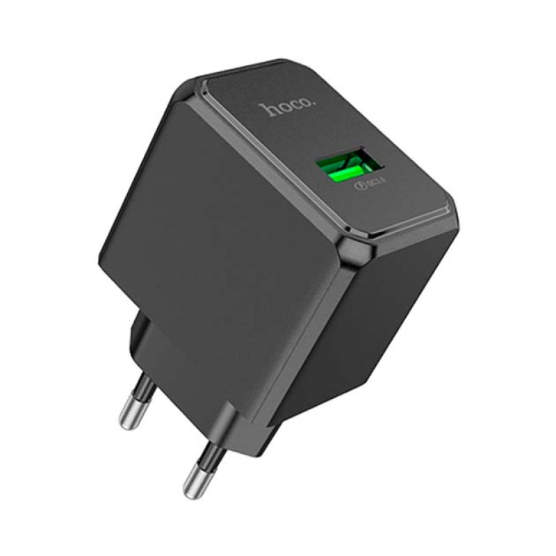 Зарядний пристрій Hoco CS12A USB 18W QC3.0 — мережеве швидке зарядне для телефону, смартфона, планшета, з підтримкою Quick Charge 3.0, компактний адаптер із захистом від перегріву.