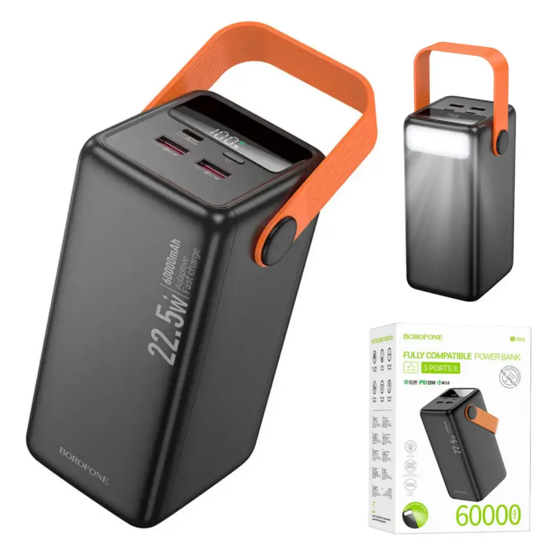 Повербанк BOROFONE BJ66B 60000mAh 22.5W 2USB/1Type-C швидка зарядка +ліхтар